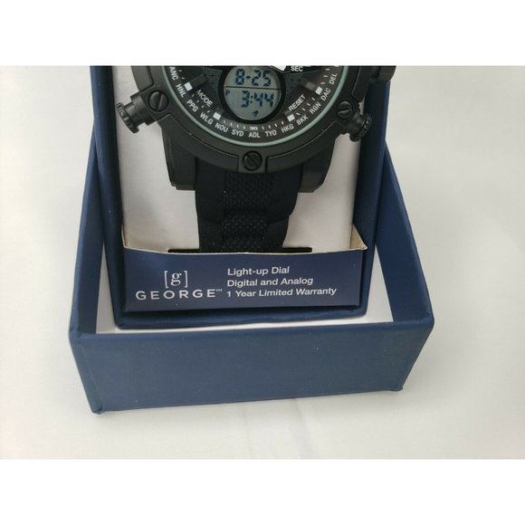 Exclusive Midnight Black Analog/Digital George Designer Rare Light Up Dial Watch - Picture 10 of 12